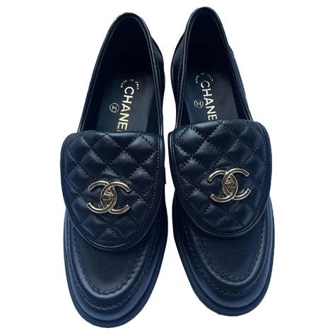 chanel mokassins|chanel moccasin loafers black.